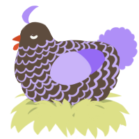 A bark and lilac chicken with a lace pattern