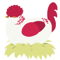 A white and crimson chicken with a neck-band pattern