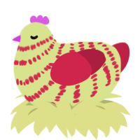 sigma limonade, a lemon and crimson chicken with a bar pattern