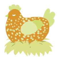 A orange and lemon chicken with a speckle pattern