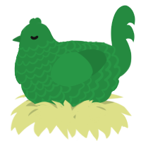 A viridian chicken with a lace pattern