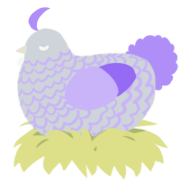 A mist and lilac chicken with a lace pattern