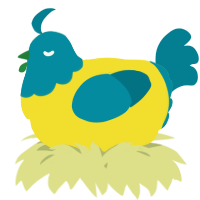 A yellow and sea chicken with a head pattern