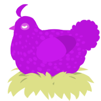 A amethyst chicken with a speckle pattern