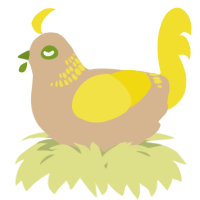 A beige and yellow chicken with a neck-band pattern