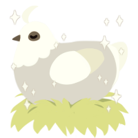 Micah, a mist and white chicken with a head pattern