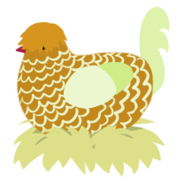 A ochre and apple chicken with a lace pattern
