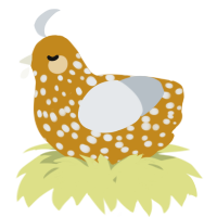 A ochre and mist chicken with a speckle pattern