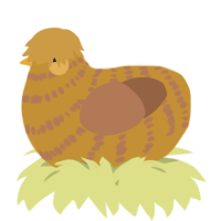 A gold and brown chicken with a bar pattern
