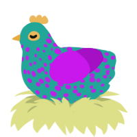 (unnamed), a turquoise and amethyst chicken with a speckle pattern