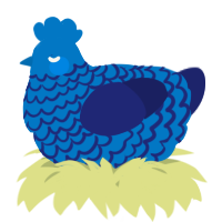 A sapphire and navy chicken with a lace pattern