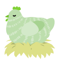 A gluppy chicken with a bar pattern