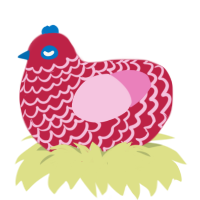 A crimson and pink chicken with a lace pattern