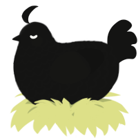A black chicken with a lace pattern