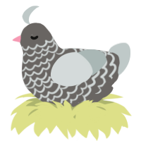 A grey and silver chicken with a lace pattern