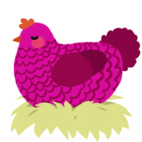 A fuchsia and maroon chicken with a lace pattern