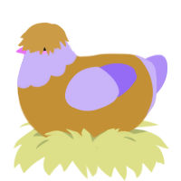 A gold and lilac chicken with a head pattern
