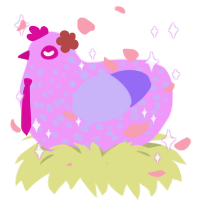Sakura Miku, a lavender and lilac chicken with a speckle pattern