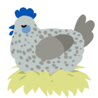 A silver and ash chicken with a speckle pattern