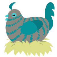 (unnamed), a ash and teal chicken with a bar pattern