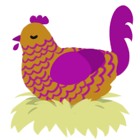Peanut Butter Jelly, a ochre and plum chicken with a lace pattern