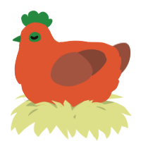 A vermilion and russet chicken