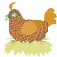 A brown and orange chicken with a lace pattern