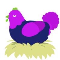 A navy and amethyst chicken with a head pattern