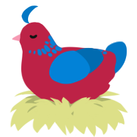 A crimson and sapphire chicken with a neck-speckle pattern