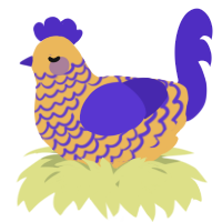 A honey and indigo chicken with a lace pattern