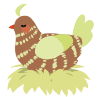 A brown and lemon chicken with a bar pattern
