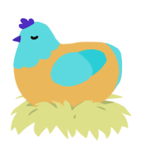A honey and aqua chicken with a head pattern
