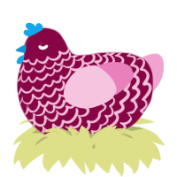 A maroon and pink chicken with a lace pattern