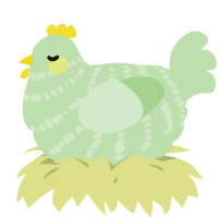 A gluppy chicken with a bar pattern