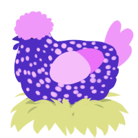 A indigo and lavender chicken with a speckle pattern