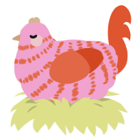 Solidarity, a pink and vermilion chicken with a bar pattern