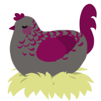 A grey and wine chicken with a half-lace pattern
