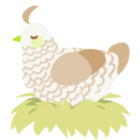 Tiranoffee, a white and beige chicken with a lace pattern