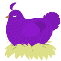 A violet chicken with a lace pattern