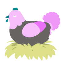 A grey and lavender chicken with a head pattern