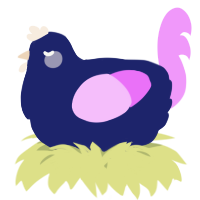A navy and lavender chicken