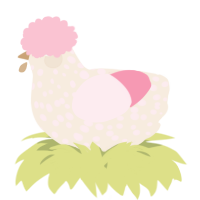 A cream and rose chicken with a speckle pattern