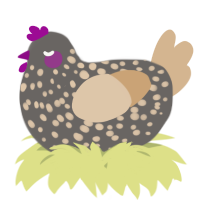 A grey and beige chicken with a speckle pattern
