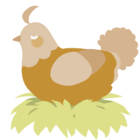 A gold and beige chicken with a head pattern