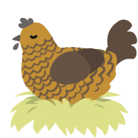 Burnt Umber, a gold and bark chicken with a lace pattern