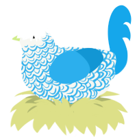 Candyfloss, a white and sky chicken with a double-lace pattern