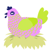 A lavender and lime chicken with a lace pattern