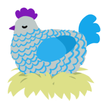 A silver and sky chicken with a lace pattern