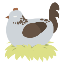 Cocopuff, a mist and bark chicken with a neck-speckle pattern