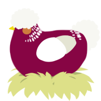 A maroon and white chicken with a neck-band pattern